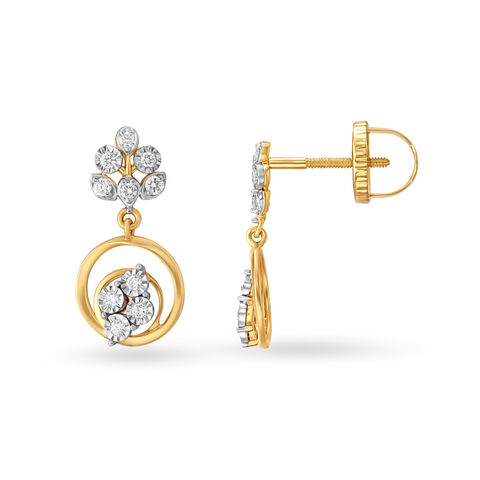 Sparkling Diamond and Gold Drop Earrings