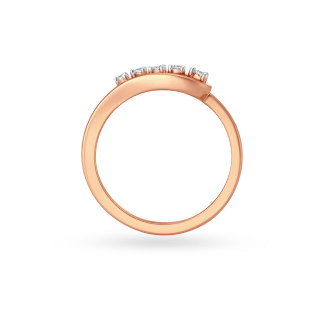 18KT Gold & Diamond Studded Leaf-Inspired Finger Ring,,hi-res image number null