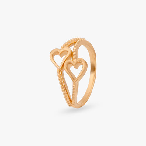 Twin Hearts Gold Ring