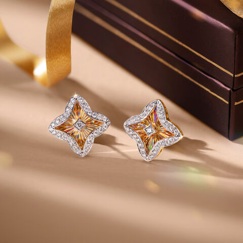 Rainbow Crest Diamond Stud Earrings