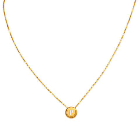 Letter P Gold Pendant with Chain For Kids