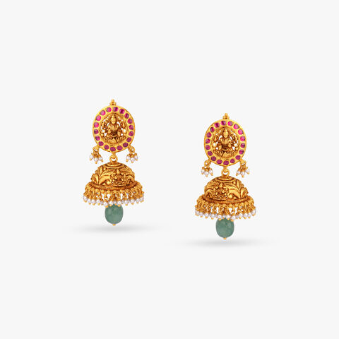 Heritage Crest Gold Jhumka Earrings