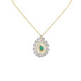 18 Karat Gold Diamond and Emerald Pendant with Chain,,hi-res image number null
