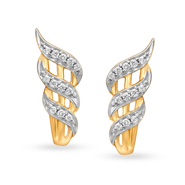 Breathtaking Spiral Motif Diamond Hoop Earrings,,hi-res image number null