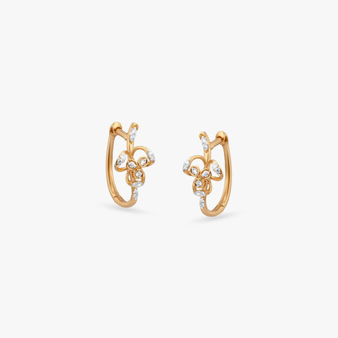 Petal Loop Diamond Hoop Earrings