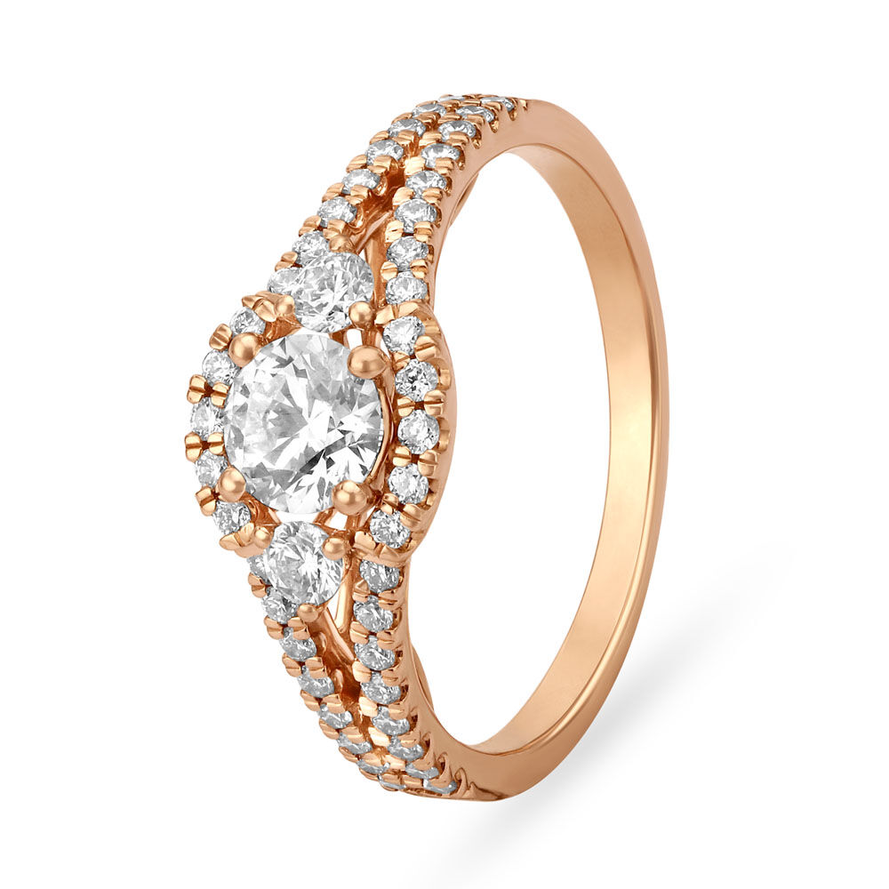 Classy Solitaire Look Rose Gold and Diamond Ring
