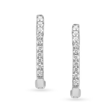 Glistening Platinum and Diamond Hoop Earrings