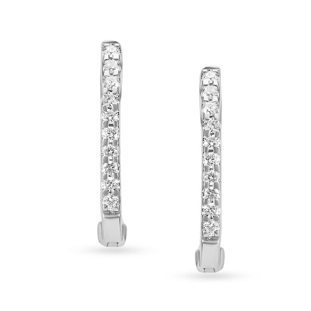 Glistening Platinum and Diamond Hoop Earrings,,hi-res image number null