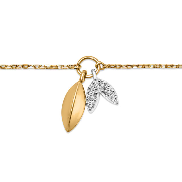14 KT Yellow And White Double Layered Charm Chain Bracelet,,hi-res image number null