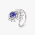 Breathtaking Blue Stone and Diamond Haven Finger Ring,,hi-res image number null
