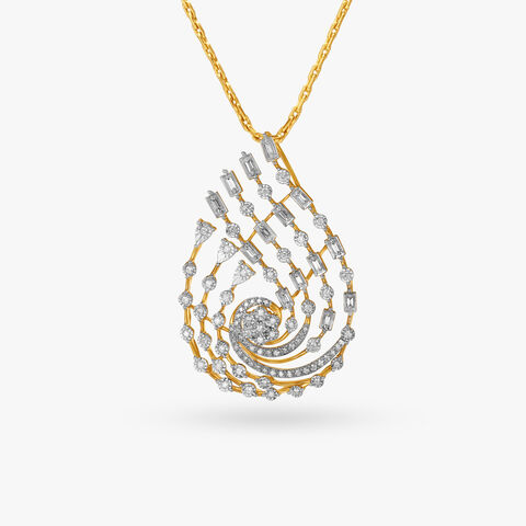 Leafy Whisper Diamond Pendant and Earrings Set