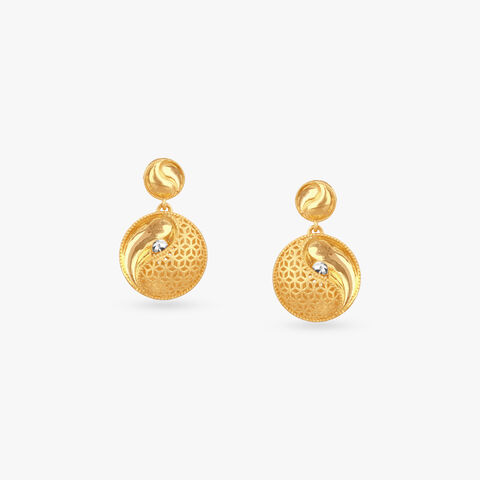 Filigree Circle Gold Drop Earrings