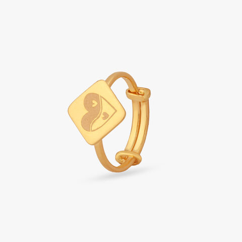 Love Frame Gold Ring for Kids