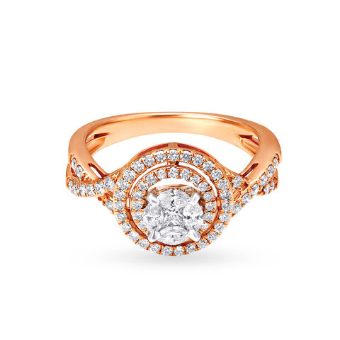 Majestic 18 Karat White And Rose Gold And Diamond Finger Ring