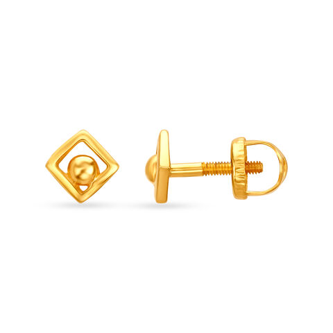 Chic Rhombic Gold Stud Earrings for Kids