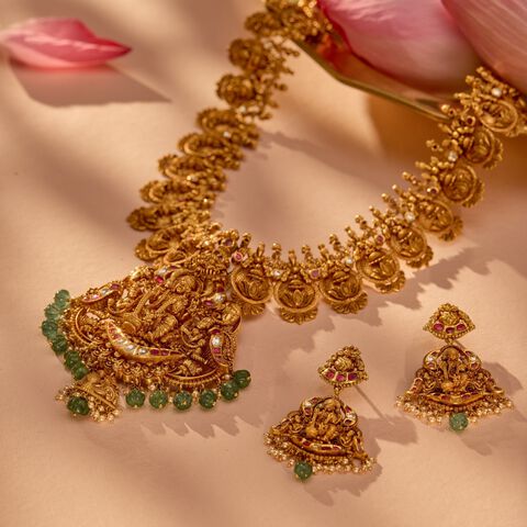 Divine Lakshmi Gold Haram Set