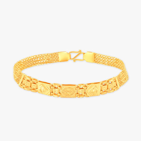 Artisanal Textured Gold Bracelet for Men