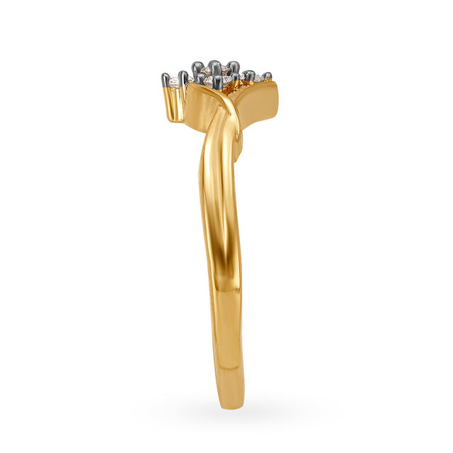 Floral Motif Five Stone Diamond Finger Ring,,hi-res image number null