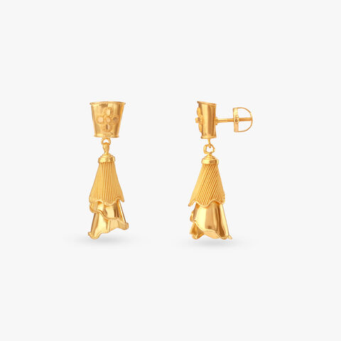 Temple Bell Gold Drop Earrings