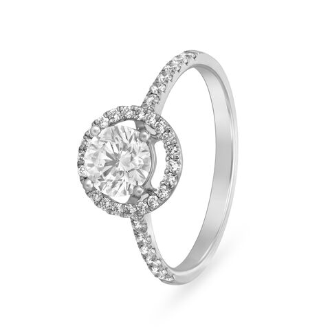 Dazzling Solitaire Look White Gold and Diamond Ring