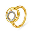 Geometric 18 Karat Yellow Gold And Diamond Finger Ring,,hi-res image number null