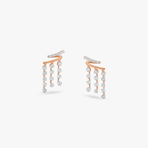 Linear Cascade Diamond Drop Earrings