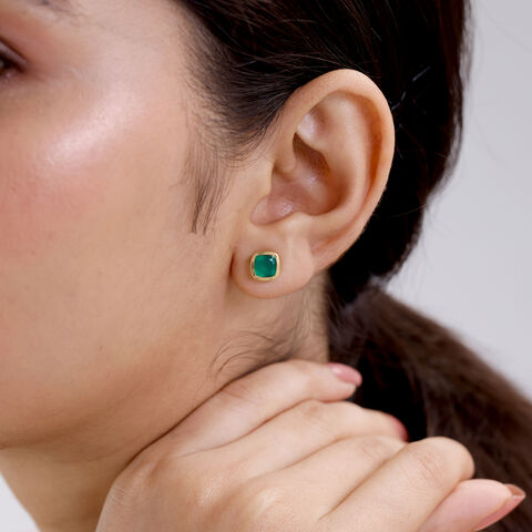 Lustrous Verdant Onyx Earrings
