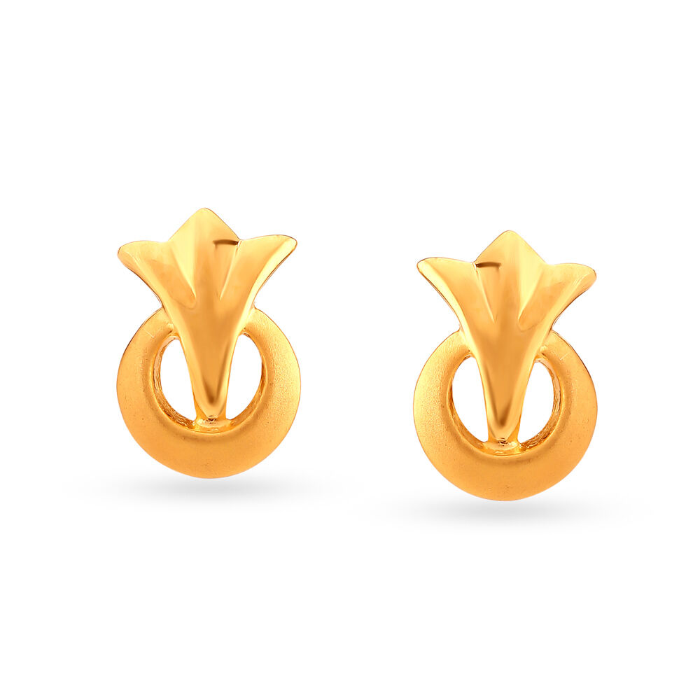 Adorable 18 Karat Yellow Gold And Diamond Oval Studs