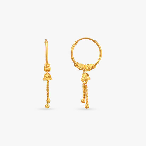Temple Tassel Gold Hoop Earrings