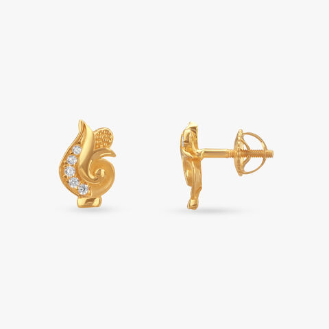 Twirl Shine Gold Stud Earrings