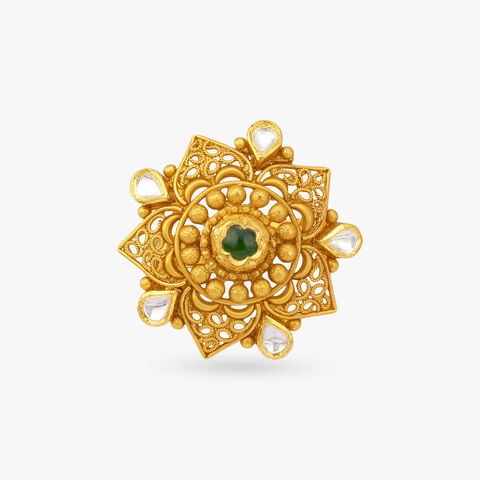 Ornate Rosette Gold Finger Ring