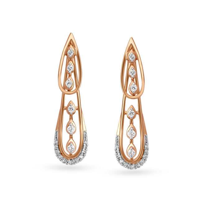 Exquisite Teardrop Fancy Rose Gold and Diamond Stud Earrings,,hi-res image number null