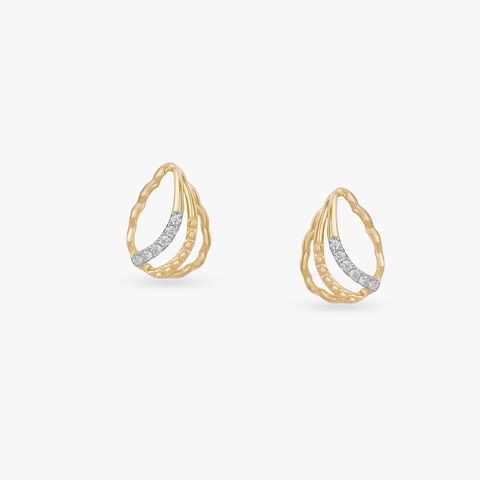 Ripple Arc Diamond Stud Earrings