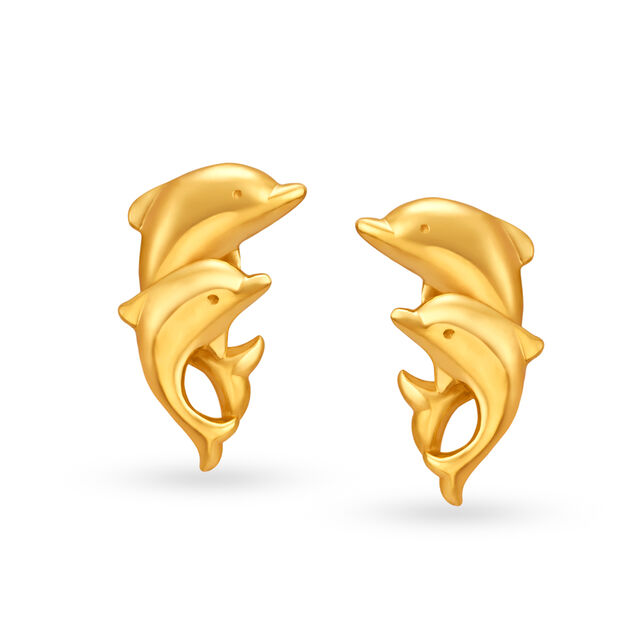 Delightful Dolphin Gold Stud Earrings,,hi-res image number null