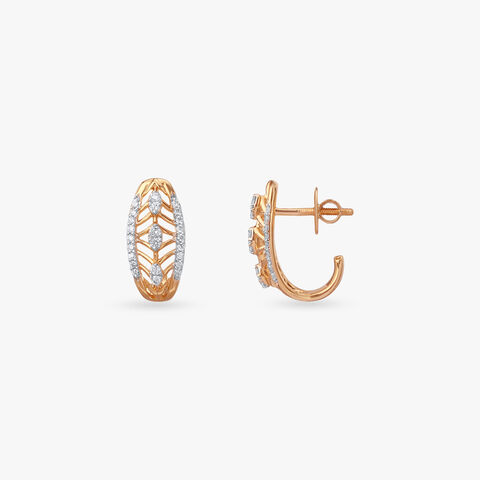 Leaf Lattice Diamond Hoop Earrings