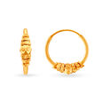 Ornamented 22 Karat Yellow Gold Textured Hoop Earrings,,hi-res image number null