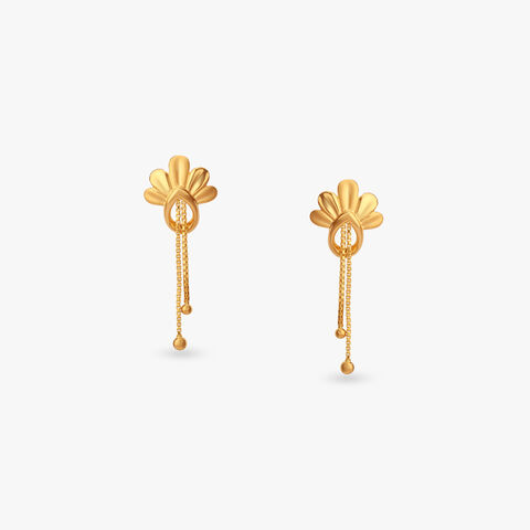 Sculpted Flower Gold Drop Earrings