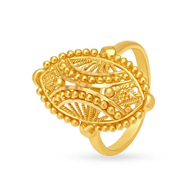 Traditional 22 Karat Yellow Gold Marquise Ring,,hi-res image number null