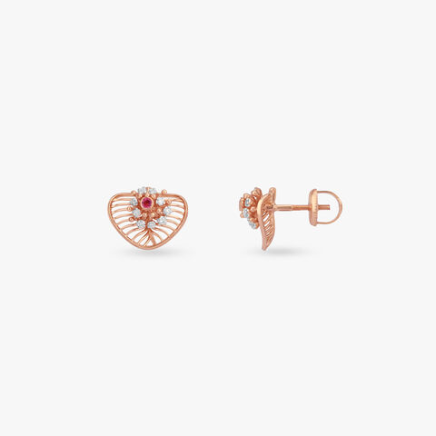Crimson Kiss Diamond Stud Earrings