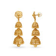 Traditional Dainty 3 Layer Gold Jhumkas,,hi-res image number null