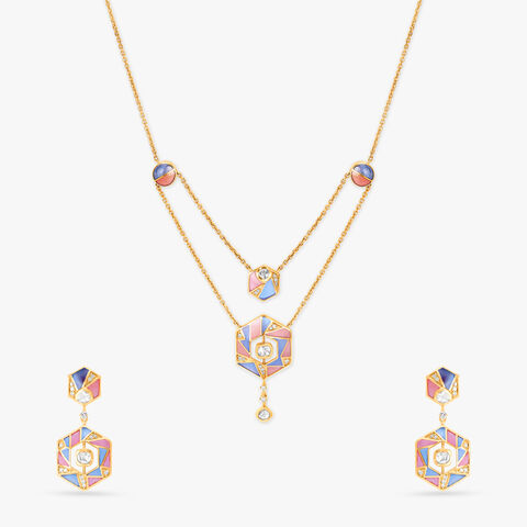 Hexagonal Swirl Necklace Set