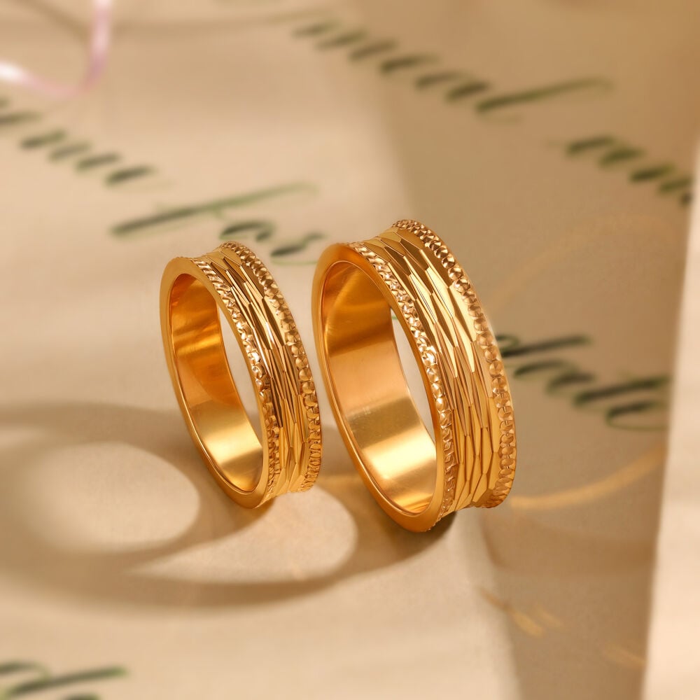 Platinum and 18K Gold Couple Rings with Diamonds (0.16 Ct) | Mohan Jewellery