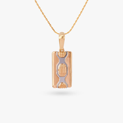 Rectangular Charm Gold Pendant For Men
