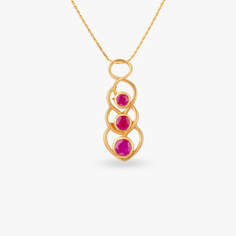 Scarlet Cascade Gold Pendant