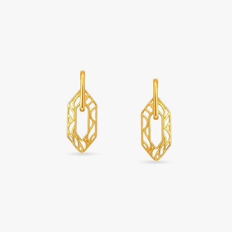 Geometric Frame Gold Stud Earrings