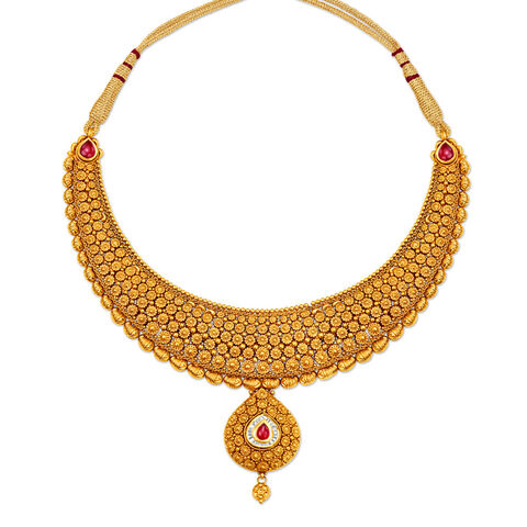 Shimmering Gold Teardrop Necklace Set