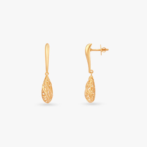 Whispering Weave Gold Drop Earrings