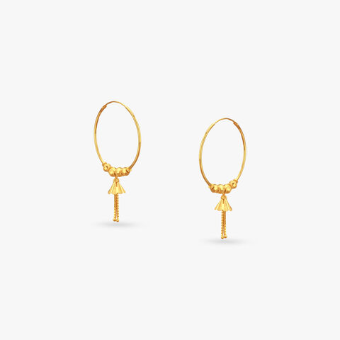 Fan Tassel Gold Hoop Earrings