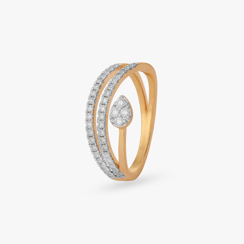 Layered Flow Diamond Ring