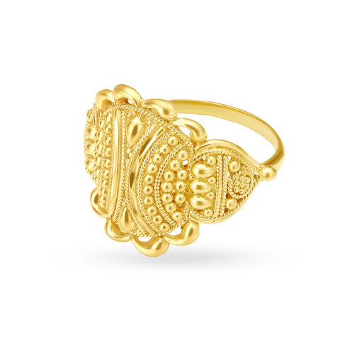 Elaborate Rava Work Traditional Gold Ring alternate view 1